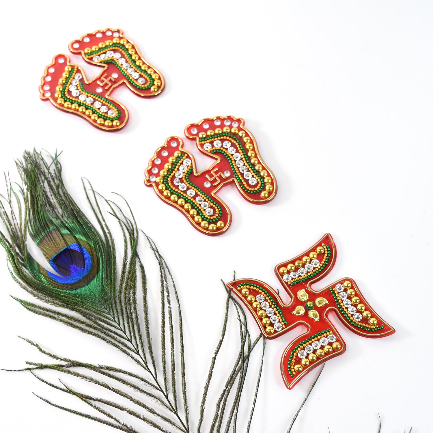 Decorative Laxmi Charan (Pagla)  Swastik Combo Set (3pc Set) Decorative Laxmi Charan (Pagla)  Swastik Combo Set (3pc Set)